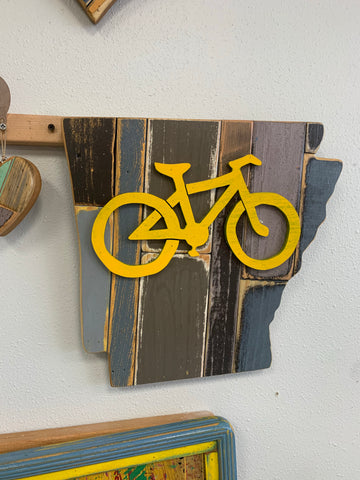 Woodworx Workshop Yellow Bike art
